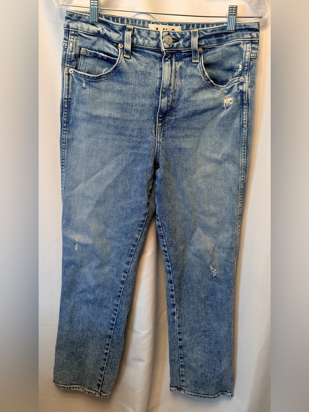 AMO‎ Size 29 Chloe Crop High Rise Straight Leg Jeans Liberty Wash Made In USA